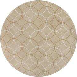 Hand-tufted Contemporary Beige Retro Chic Green Geometric Abstract Rug (8' Round)