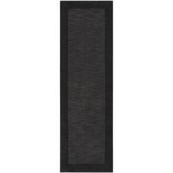 Hand-crafted Black Tone-On-Tone Bordered Wool Rug (2'6 x 8')