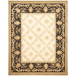 Asian Hand-knotted Zeus Trellis Ivory Wool Rug (9' x 12')