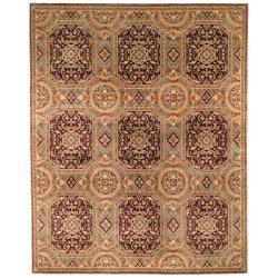 Asian Hand-knotted Royalty Beige Wool Rug (6' Square)
