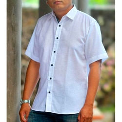 Handmade Men's Cotton 'White Lombok' Shirt (Indonesia)