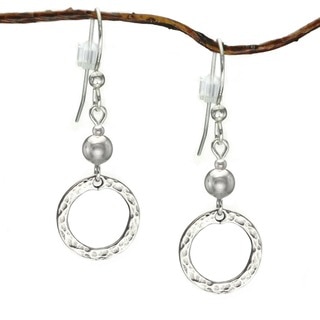 Jewelry by Dawn Sterling Bead With Hammered Circle Sterling Silver Earrings