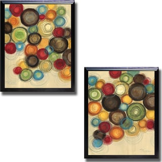 Jeni Lee 'Colorful Whimsy I and II' Framed 2-piece Canvas Art Set