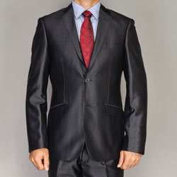 Men's Shiny Black Slim-fit Suit
