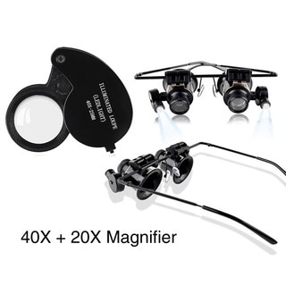 INSTEN 40X Magnifying Glass with LED Light Jewelry Loupe