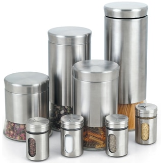 Cook N Home 8-piece Stainless Steel Canister and Spice Jar Set