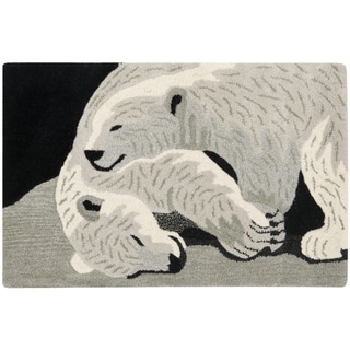 Handmade Safavieh Wildlife Polar Bears Wool Rug (2' x 3')