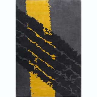 Allie Handmade Abstract Grey/Yellow/Black Wool Rug (5' x 7' 6")