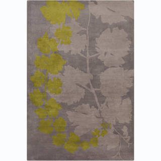 Handmade Allie Grey/ Green Floral Wool Rug (5' x 7'6)
