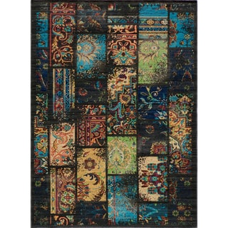 Vintage Clyde Charcoal Patchwork New Zealand Wool Rug (1'8" x 2'8")
