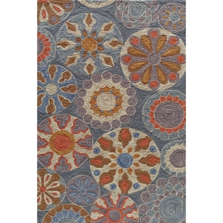 Copia Carnival Blue Gold Hand-Hooked Polyester Rug