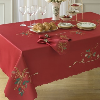 Lenox Red Holiday Embroidered Tablecloth