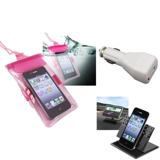 INSTEN Hot Pink Waterproof Bag/ Holder/ Car Charger for Apple iPhone 5