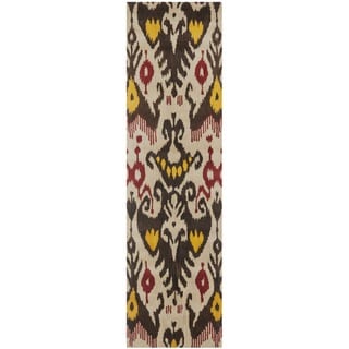 Safavieh Handmade Ikat Beige/ Brown Wool Rug (2'3 x 8')