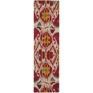 Safavieh Handmade Ikat Ivory/ Red Wool Rug (2'3 x 8')