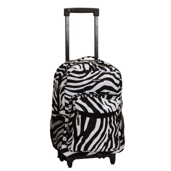 Rockland Designer Zebra Print 17-inch Rolling Carry-on Backpack