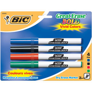 Bic Great Erase Bold Fine Point Dry Erase Markers (Pack of 4)