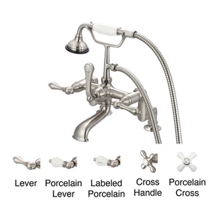 Water Creation Vintage Classic Adjustable Center Deck Mount Tub Faucet With Handheld Shower in Brushed Nickel Finish