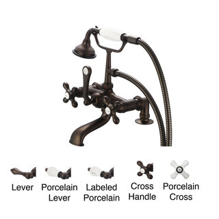 Water Creation Vintage Classic Oil Rubbed Bronze 7-inch Spread Deck Mount Tub Faucet With 2-inch Risers and Handheld Shower