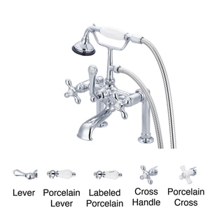 Water Creation Vintage Classic 7-inch Spread Deck Mount Tub Faucet With 6-inch Risers and Handheld Shower in Chrome Finish