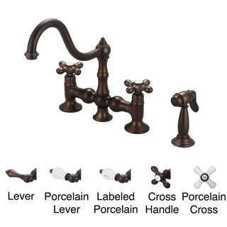 Water Creation Bridge Style Oil Rubbed Bronze Finish Kitchen Faucet with Side Spray