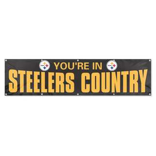Party Animal Black Pittsburgh Steelers Banner (8'x2')