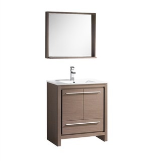 Fresca Allier 30-inch Grey Oak Modern Bathroom Vanity with Mirror