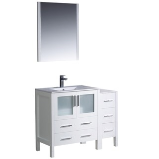 Fresca Torino 42-inch White Modern Bathroom Vanity with Side Cabinet and Undermount Sink