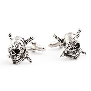 Cuff Daddy Silvertone Skull and Swords Cuff Links