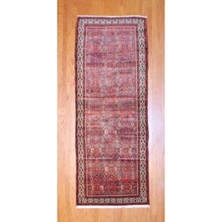 Herat Oriental Persian Hand-knotted 1960s Semi-antique Hamadan Wool Runner (3'9 x 10')