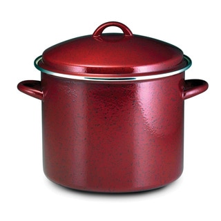 Paula Deen Signature Enamel on Steel 12-quart Red Speckle Covered Stockpot