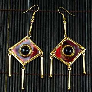Handmade Onyx Tri-Dangles Earrings (South Africa)
