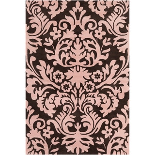 Filament Brown/ Pink Floral Wool Rug (5' x 7'6)