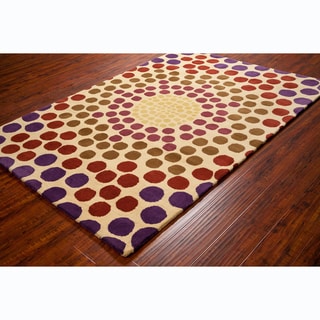 Allie Handmade Geometric Cream Wool Area Rug (5' x 7'6")