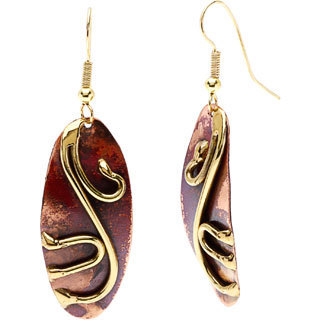 Handcrafted Copper and Brass Oval Earrings (South Africa)