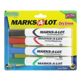 Marks-A-Lot Low Odor Chisel Tip Assorted Dry Erase Markers (Set of 4)