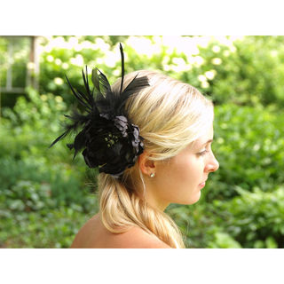 CarolineAlexander Black Feather Flower Fascinator