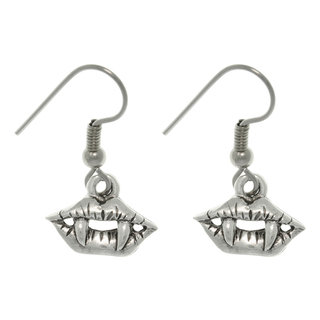 Carolina Glamour Collection Pewter True Vampire Lip and Fang Earrings