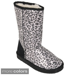 Journee Kids Girl's 'K-ugena-leo' Faux Suede Mid-calf Leopard Print Boots
