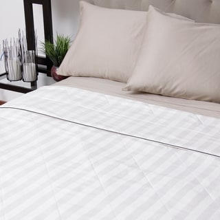 Silk-filled Damask Stripe Cotton Blanket (Option: Full)