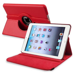 Insten Red Folio Flip Leather Tablet Case with Swivel Stand for Apple iPad Mini 1/ 2/ 3