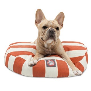 Majestic Pet Burnt Orange Vertical Stripe Round Dog Bed