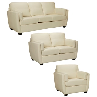 Hamilton Ivory Italian Leather Sofa, Loveseat and Chair