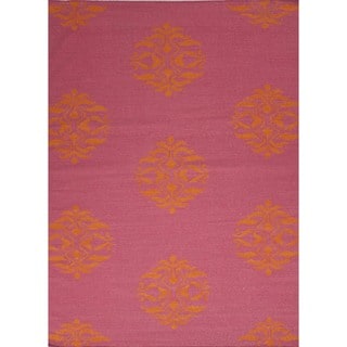 Flat Weave Moroccan Pink Wool Handmade Runner (2'6 x 8')