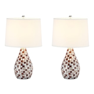 Safavieh Lighting 19.25-inch Mother of Pearl Brown Table Lamp (Set of 2)