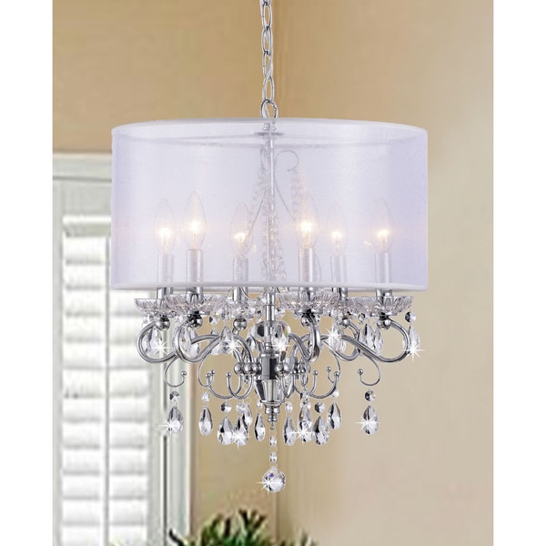 Silver Orchid Taylor Crystal Chandelier with Translucent Fabric Shade