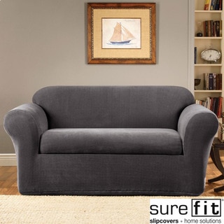 Sure Fit Stretch Metro Two Piece Grey Sofa Slipcover