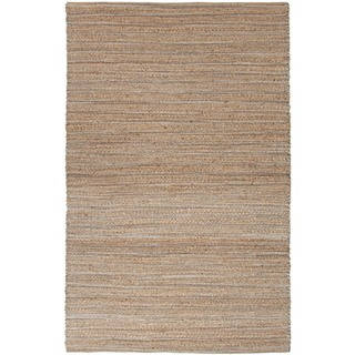 Natural Solid Jute/Cotton Blue Area Rug (5' x 8')