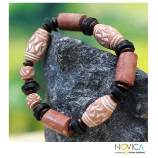 Handcrafted Ceramic and Bauxite 'Lovely Lady' Bracelet (Ghana)