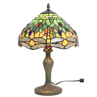 Tiffany-style Yellow/ Green Dragonfly Table Lamp